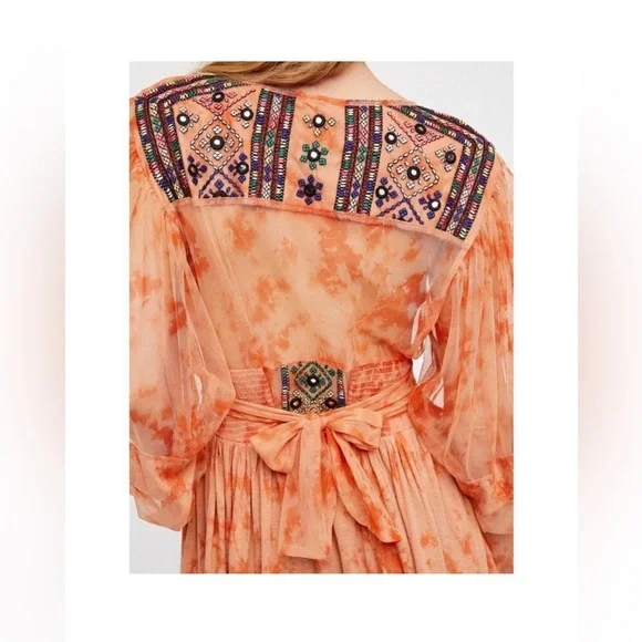 Free People Market Place Embroidered Maxi Top S Boho Festival - Picture 4 of 16